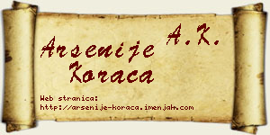 Arsenije Koraca vizit kartica